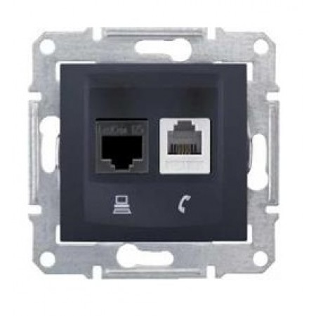 Priza de telefon RJ11 + priza de date RJ45 UTP CAT5E Grafit Schneider Sedna Priza de telefon RJ11 + priza de date RJ45 UTP CAT5E Grafit Schneider Sedna
